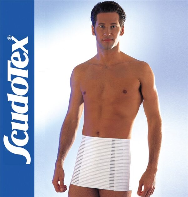 Scudotex 154 Clinic – Állítható párnázott védőöv pamutpárnával (27 cm) – Fehér