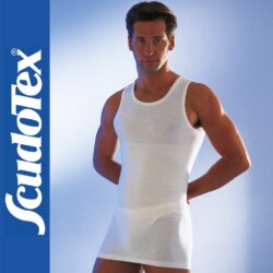Scudotex 202 – Férfi kompressziós atléta integrált hasfali támasztóval – Fehér