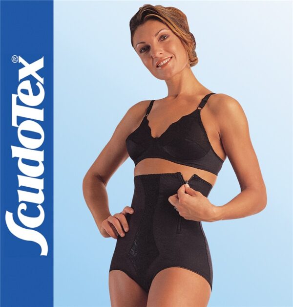 Scudotex 369 Mirage – Magasított derekú alakformáló fűzőnadrág oldalsó cipzárral – Fekete