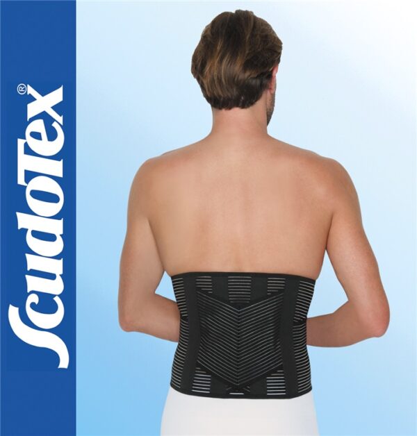 Scudotex 641 Diamond SV Forte – Professzionális merevített ágyéki fűző V-alakú háttámasszal (27 cm) – Fekete