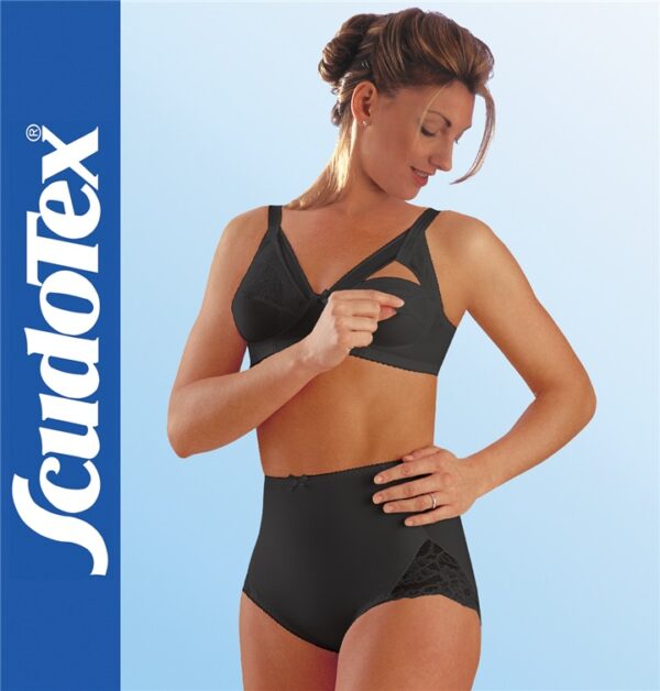 Scudotex 904 Elegant Cotton – Csipkés alakformáló és szülés utáni fűzőnadrág – Fekete