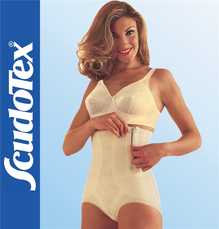 Scudotex 570 "Lipos" – Zsírleszívás utáni kompressziós fűzőnadrág dupla cipzárral – Fehér